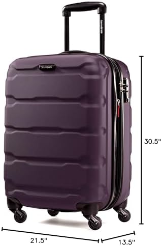 Samsonite Omni PC Hardside Expandable Luggage with Spinner Wheels, Teal, Checked-Large 28-Inch