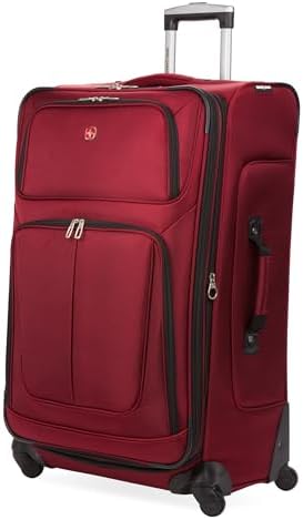 SWISSGEAR Sion Softside Expandable Spinner Luggage Durable Lightweight Travel Suitcase, Teal, Checked-Medium