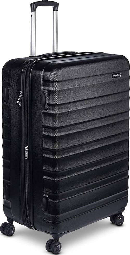 Amazon Basics 30" Hardside Large Checked Luggage, Hardshell Suitcase With Four Multi-directional Wheels, Expandable For Up to 15% More Space, Scratch-Resistant Shell, Black