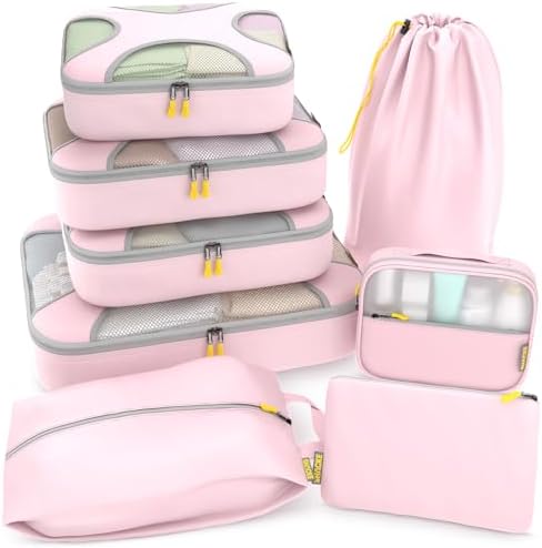 Shacke 5 Set Packing Cubes for Travel with Laundry Bag (Pure Black)