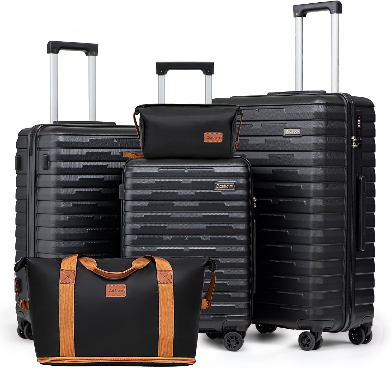 Cosbarn Luggage Sets Hardshell 5 Piece Durable Suitcases with Wheels