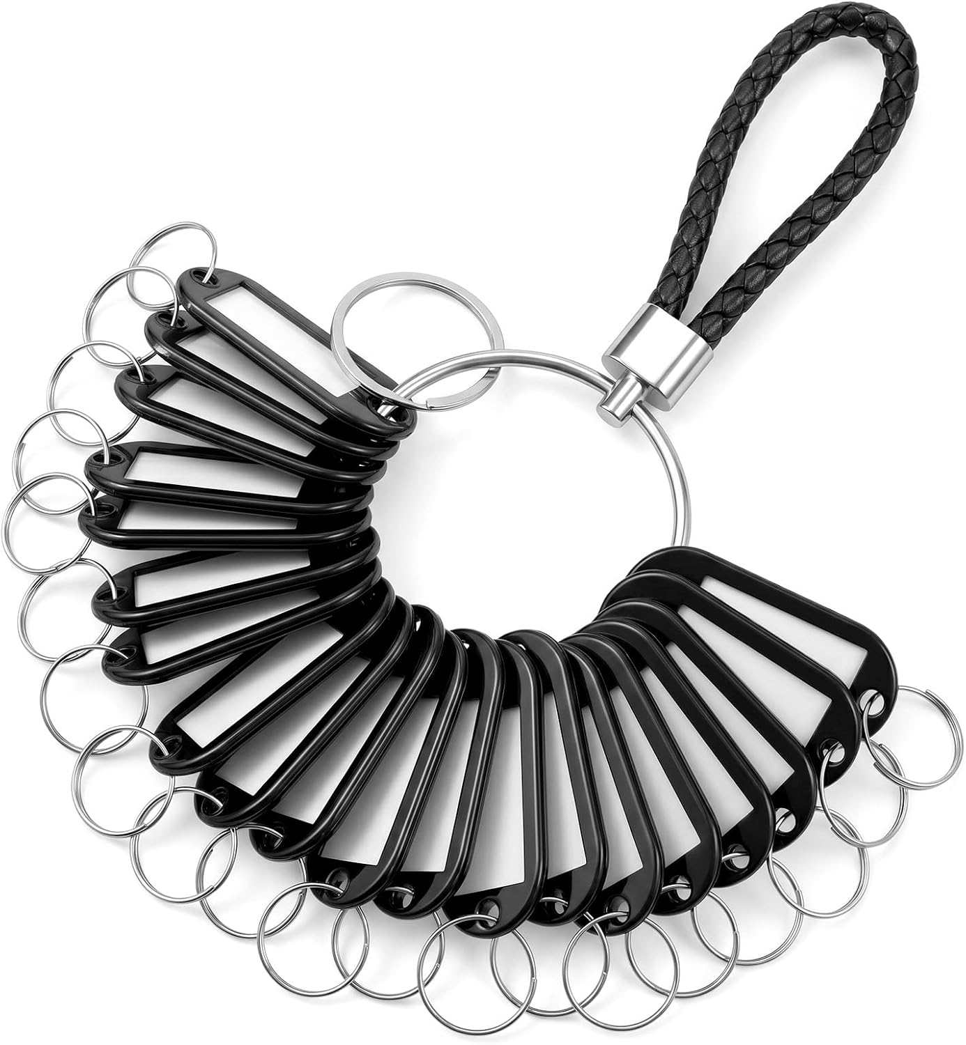 20 PCS Plastic Key Labels Tags with Labels and Rings Single Color Keychain Label Id Name Pet for Bags Luggage Backpack